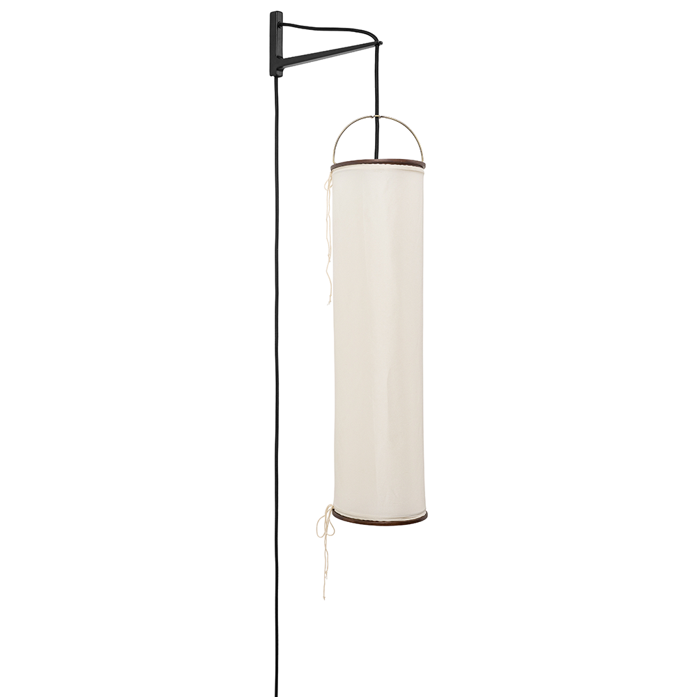 10151165_F3Q_Lantern Wall Lamp_Black Semi Matt_Natural Silk